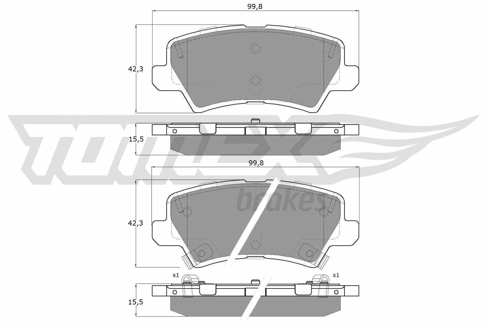 Sada brzdových destiček, kotoučová brzda TOMEX Brakes